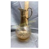 Etched glass and brass ewer