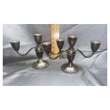 Pair of sterling candle stands