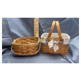 Longaberger basket with seashell liner and other