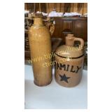 Small stoneware family jug and tall jug