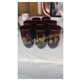 8 vintage Ruby rose glasses