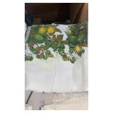 Vintage green fruit tablecloth