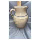 Blue band stoneware pitcher