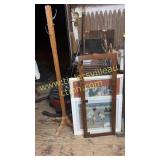 Cabinet door, prints & hall tree