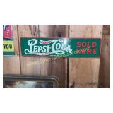 Modern tin Pepsi embossed sign