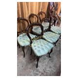 Set of 6 round back carved walnut chairs