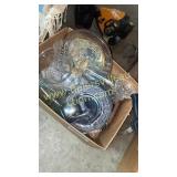 Box with silver plate and glassware