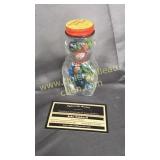 Mr bear bank with marbles