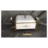 Vintage metal casserole stand with lid