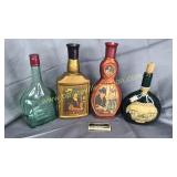 4 vintage decanters and bottles