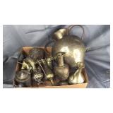 Collection of brass ewers, urns, statues