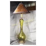 Tall green art glass vase