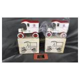 2 ertl die cast atlas delivery truck banks