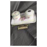 Three crown Germany hair receiver and powder dish