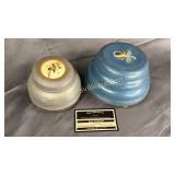 2 vintage musical powder dishes
