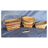 3 longaberger baskets- red and green, red and