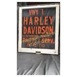 Vintage hand lettered Harley Davidson dealer