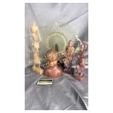 Wood carvings on platter (has chip)