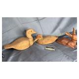 Hand carved ducks and deer some damage to largest