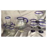Art glass drink set, margarita glasses