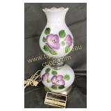 Hand painted milk glass night stand lamp