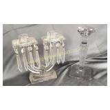 Luster with prisms and etched candle stand