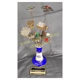 Vintage hat pins in hand painted holder