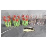 5 vintage juice glasses great color