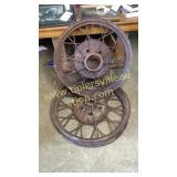 Pair of antique automotive wheels