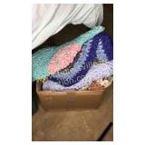 Box of vintage tied rugs
