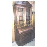 Walnut cylinder roll bookcase secretary very nice