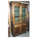 Early Oak kitchen cupboard china very nice