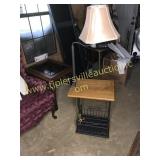 Iron & oak finish lamp table