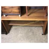 Oak desk on castors 47x26"h