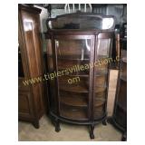 Antique curved glass oak china original finish