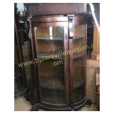 Antique curved glass empire oak china 36x67"