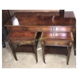 nice Mahogany table set w/ leather top coffee