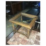 oak end table w/glass top