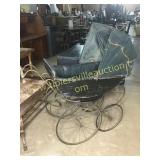 tall wheel antique baby buggy in nice orig. cond