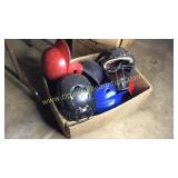 Box of catchers & batting helmets