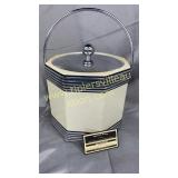 Vintage pearl vinyl and chrome ice bucket