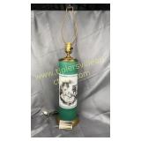 Vintage green lamp with French scene