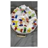 21pcs art glass candy on tray