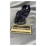 Cobalt art glass cat