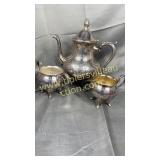 Heavy sheradan silverplate tea service no lids on