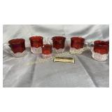 5 ruby to clear cups and toothpick holder