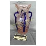 Pink and blue art glass vase