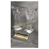 Signed Waterford crystal candle stands