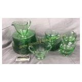 31pcs matching green depression dishes including