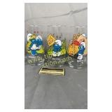 3 vintage 1982 smurfs glasses